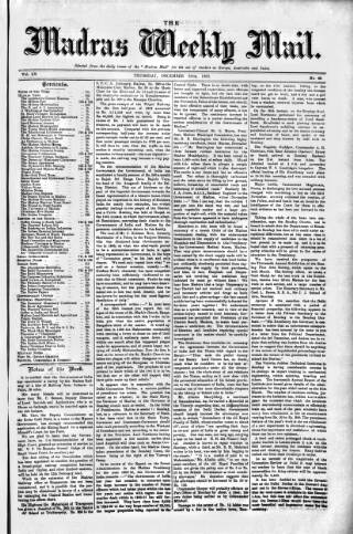 cover page of Madras Weekly Mail published on December 25, 1902