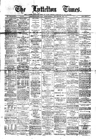 cover page of Lyttelton Times published on November 23, 1910