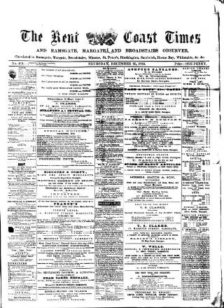 cover page of East Kent Times and Mail published on December 25, 1873