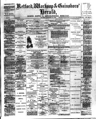 cover page of Retford and Worksop Herald and North Notts Advertiser published on November 23, 1889