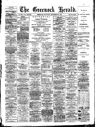 cover page of Greenock Herald published on November 23, 1889