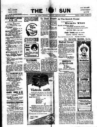 cover page of Sun (Antigua) published on January 26, 1917