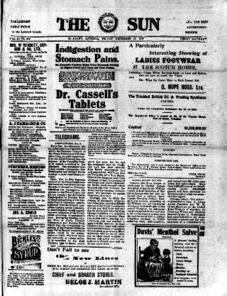 cover page of Sun (Antigua) published on December 12, 1919