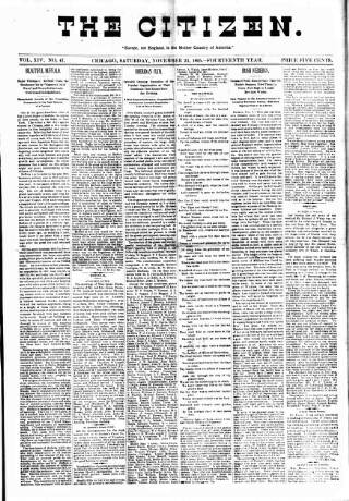 cover page of Chicago Citizen published on November 23, 1895