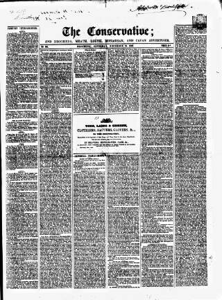 cover page of Drogheda Conservative published on December 25, 1852