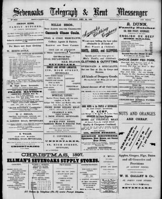 cover page of Kent Messenger published on December 25, 1897