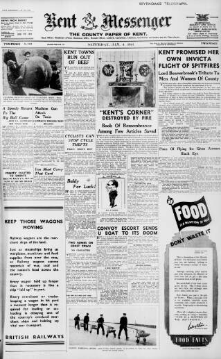 cover page of Kent Messenger published on January 4, 1941