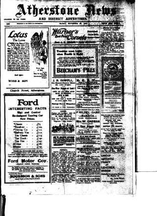 cover page of Atherstone News and Herald published on November 23, 1923