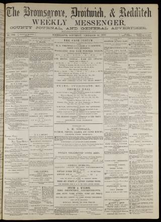 cover page of Bromsgrove & Droitwich Messenger published on December 25, 1880