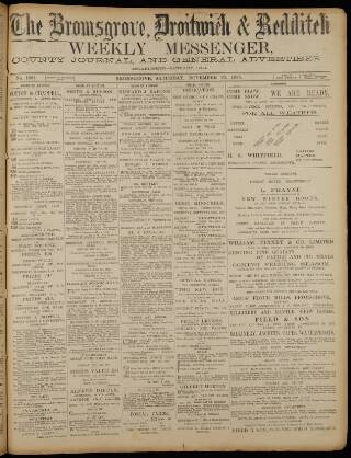 cover page of Bromsgrove & Droitwich Messenger published on November 23, 1895