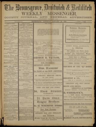 cover page of Bromsgrove & Droitwich Messenger published on January 26, 1901