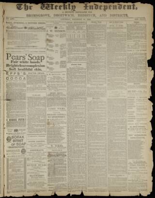 cover page of Weekly Independent (Bromsgrove) published on December 18, 1886