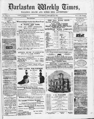 cover page of Darlaston Weekly Times published on January 26, 1884