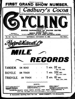 cover page of Cycling published on November 23, 1895