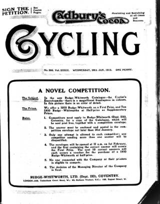 cover page of Cycling published on January 26, 1910