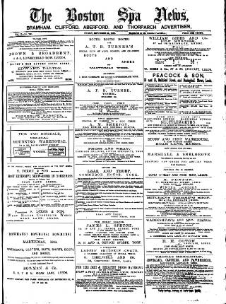 cover page of Boston Spa News published on November 23, 1888