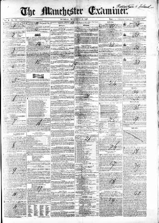 cover page of Manchester Examiner published on November 23, 1847