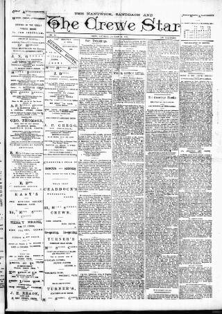 cover page of Nantwich, Sandbach & Crewe Star published on January 26, 1889