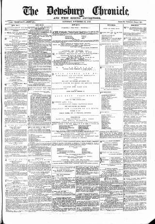 cover page of Dewsbury Chronicle and West Riding Advertiser published on November 23, 1878