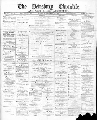 cover page of Dewsbury Chronicle and West Riding Advertiser published on December 25, 1886