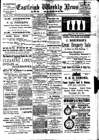 cover page of Eastleigh Weekly News published on January 26, 1900