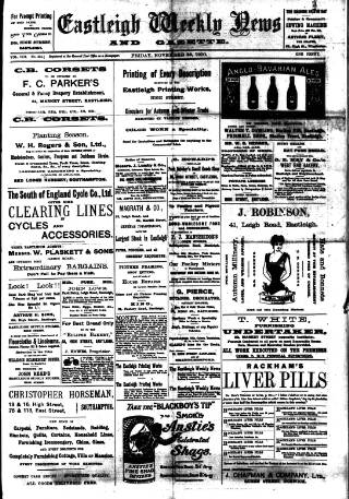 cover page of Eastleigh Weekly News published on November 23, 1900