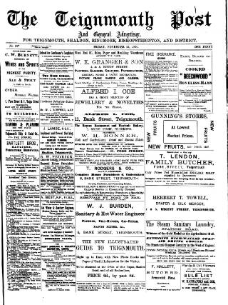 cover page of Teignmouth Post and Gazette published on November 23, 1900