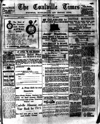 cover page of Coalville Times published on December 25, 1914