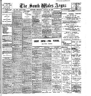 cover page of South Wales Argus published on January 26, 1899