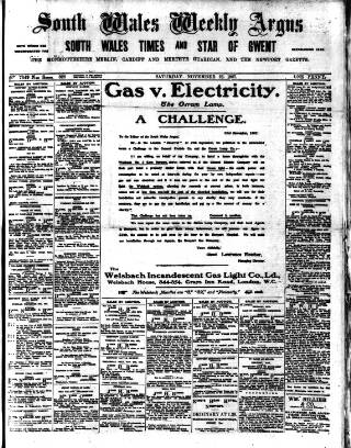 cover page of South Wales Weekly Argus and Monmouthshire Advertiser published on November 23, 1907