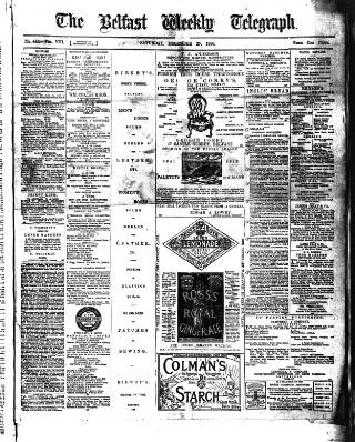 cover page of Belfast Weekly Telegraph published on December 25, 1880