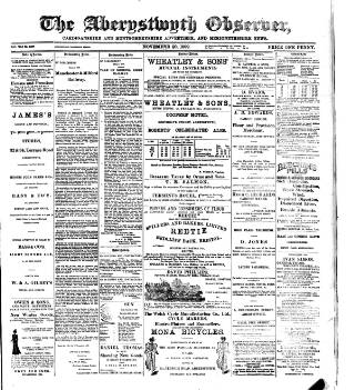 cover page of Aberystwyth Observer published on November 23, 1899