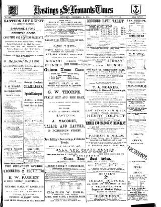 cover page of Hastings & St. Leonards Times published on December 25, 1886