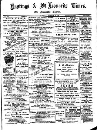 cover page of Hastings & St. Leonards Times published on November 23, 1889