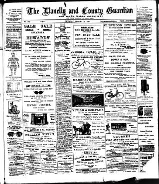 cover page of Llanelly and County Guardian and South Wales Advertiser published on January 26, 1899