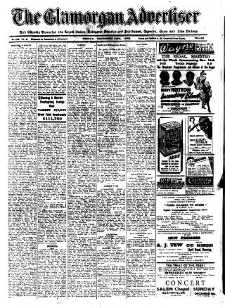 cover page of Glamorgan Advertiser published on November 23, 1945