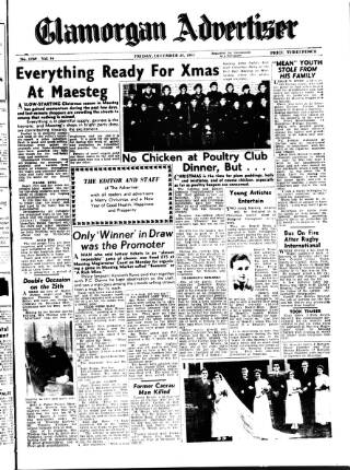 cover page of Glamorgan Advertiser published on December 25, 1953