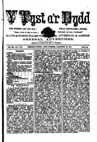 cover page of Y Tyst published on November 23, 1877