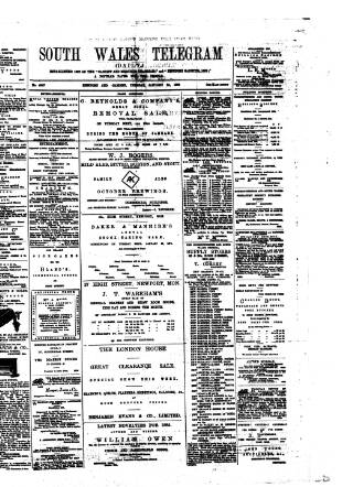 cover page of South Wales Daily Telegram published on January 26, 1886