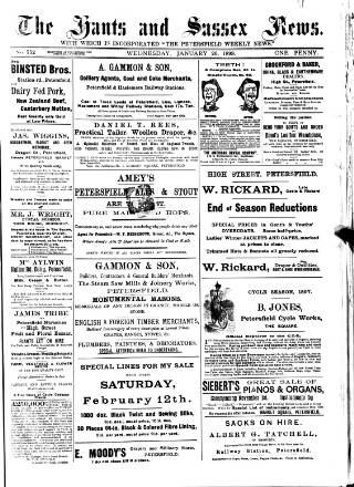 cover page of Hants and Sussex News published on January 26, 1898