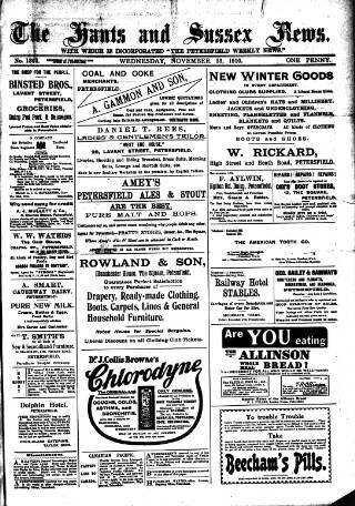 cover page of Hants and Sussex News published on November 23, 1910