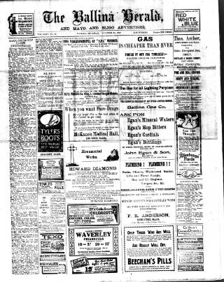 cover page of Ballina Herald and Mayo and Sligo Advertiser published on December 25, 1919