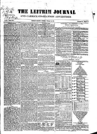 cover page of Leitrim Journal published on January 26, 1867