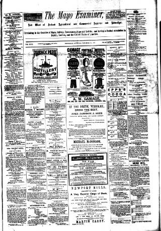 cover page of Mayo Examiner published on December 25, 1897