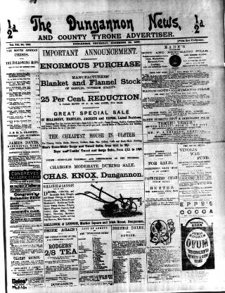 cover page of Dungannon News published on November 23, 1899