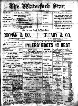 cover page of Waterford Star published on November 23, 1901