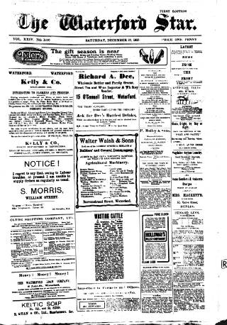 cover page of Waterford Star published on December 25, 1915