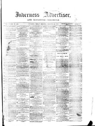 cover page of Inverness Advertiser and Ross-shire Chronicle published on December 25, 1885