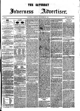 cover page of Saturday Inverness Advertiser published on November 23, 1861