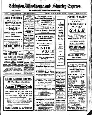 cover page of Eckington, Woodhouse and Staveley Express published on January 26, 1907